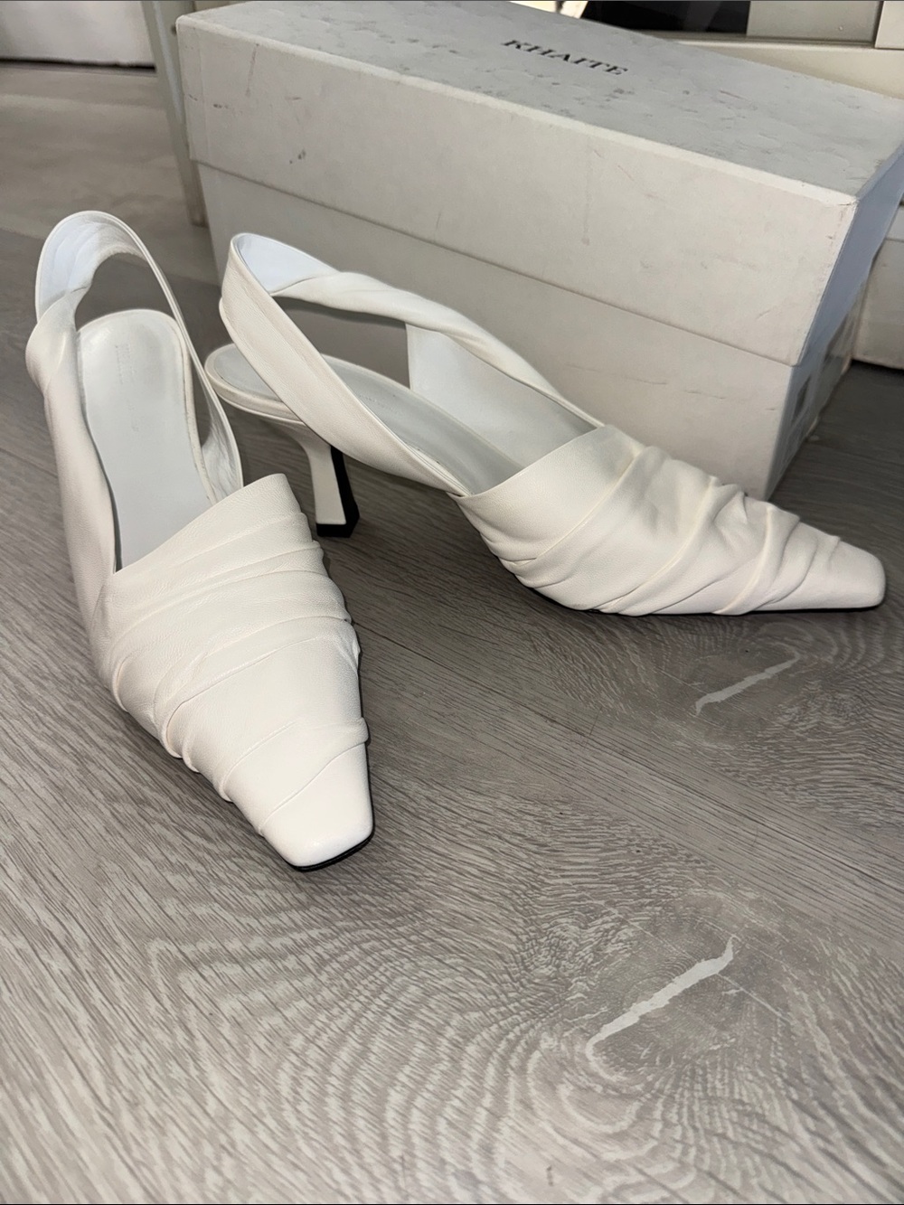 KHAITE Water Leather Slingback Pumps, 39